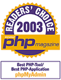 International PHP Magazine Reader's Choice Award 2003